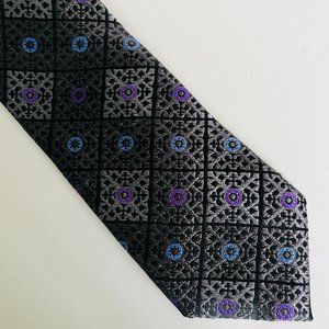 XMI PLATINUM 100% Silk Tie Brown/Grey NWOT